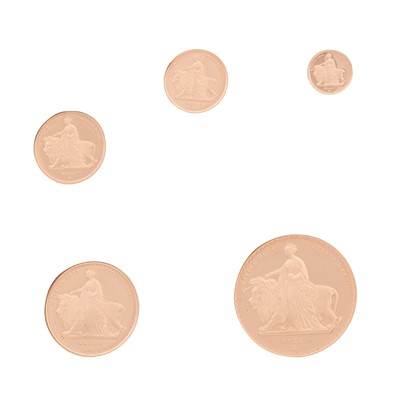 Lot 42 - William Wyon - 'Una & The Lion' 5-Coin Gold Proof Sovereign Set