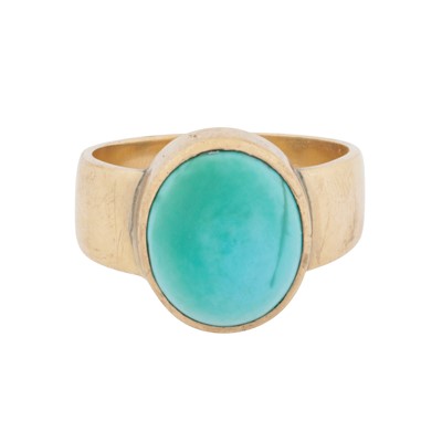 Lot 34 - A single-stone turquoise ring