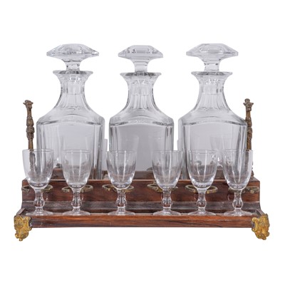 Lot 335 - A French rosewood and gilt metal tantalus, late 19th century