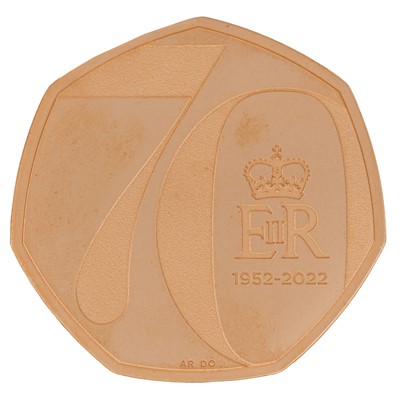 Lot 37 - 'The Platinum Jubilee Of Her Majesty The Queen' 50p Gold Proof Piedfort Coin