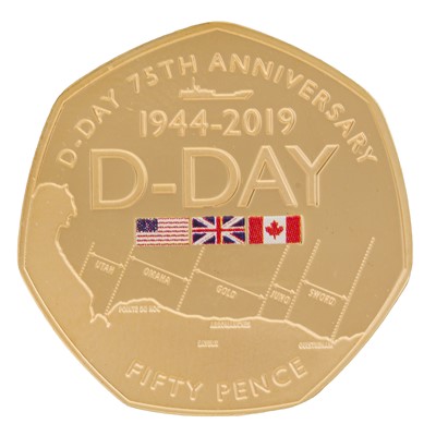 Lot 32 - 'D-Day 75th Anniversary' Gold Proof 50p Piedfort Coin