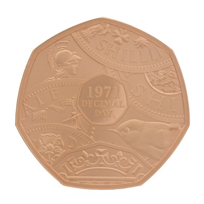 Lot 55 - 'The 50th Anniversary of Decimal Day' 50p Gold Proof Coin