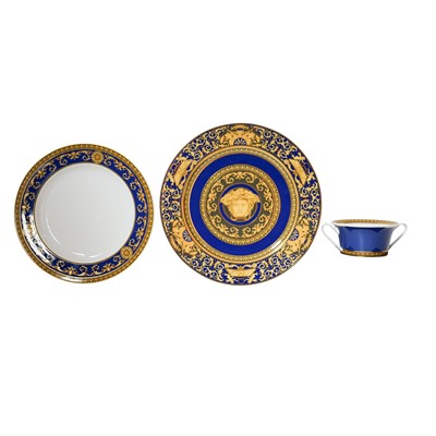 Lot 316 - A Versace for Rosenthal 'Blue Medusa' porcelain part dinner service