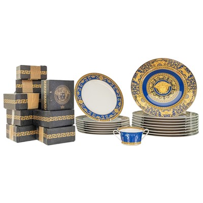 Lot 316 - A Versace for Rosenthal 'Blue Medusa' porcelain part dinner service