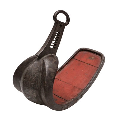 Lot 105 - A Japanese inlaid iron stirrup (abumi), Edo period