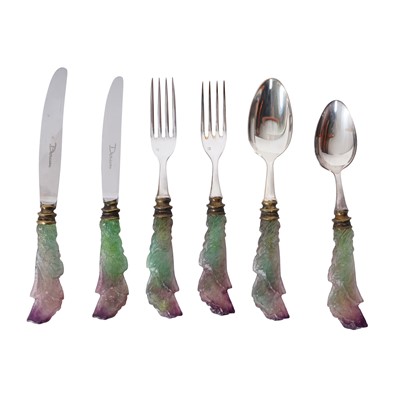 Lot 329 - Daum, France, a pâte de verre handled flatware service for six