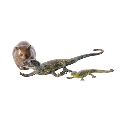 Lot 152 - A group of cold-painted bronze animals