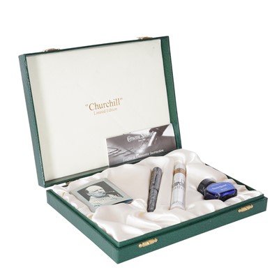 Lot 368 - A Conway Stewart 'Churchill' limited edition fountain lever fill pen set