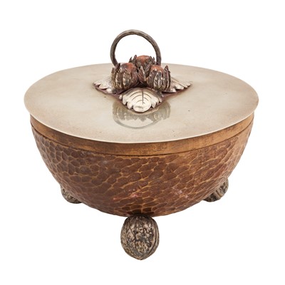Lot 656 - An early to mid-20th century unmarked silver mounted wooden bowl, probably continental