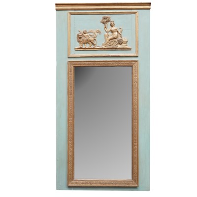 Lot 217 - A French painted and parcel gilt trumeau mirror
