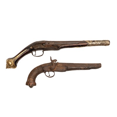 Lot 352 - Two Ottoman flintlock pistols