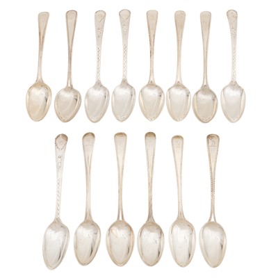 Lot 715 - A mixed group of George III and later sterling silver teaspoons