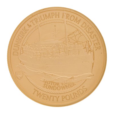 Lot 133 - Proof 2.5 ounce Gold Twenty Pound Coin, 80th Anniversary of Dunkirk