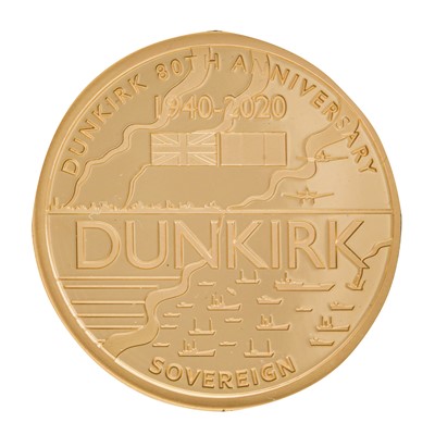 Lot 112 - 'The Sovereign' 80th Anniversary Dunkirk Gold Proof Coin