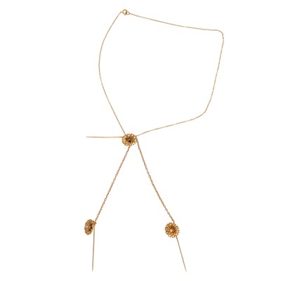 Lot 351 - A chain necklace with three lapel pins