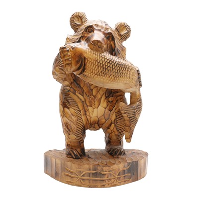 Lot 136 - A Japanese Ainu wood 'Kibori Kuma' bear sculpture, Hokkaido, 20th century