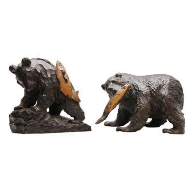 Lot 141 - Two Japanese Ainu wood 'Kibori Kuma' bear sculptures, Hokkaido, 20th century