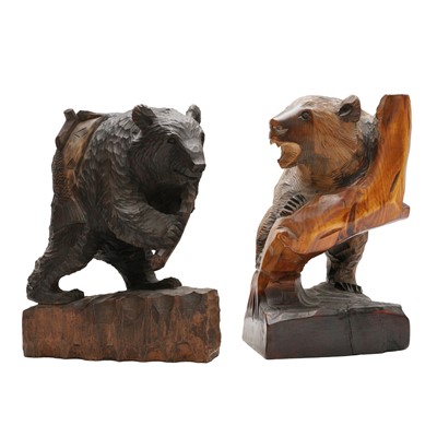 Lot 142 - Two Japanese Ainu wood 'Kibori Kuma' bear sculptures, Hokkaido, 20th century