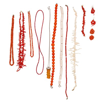 Lot 458 - A collection of coral jewellery
