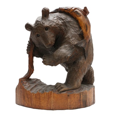 Lot 143 - A Japanese Ainu wood 'Kibori Kuma' bear sculpture, Hokkaido, 20th century