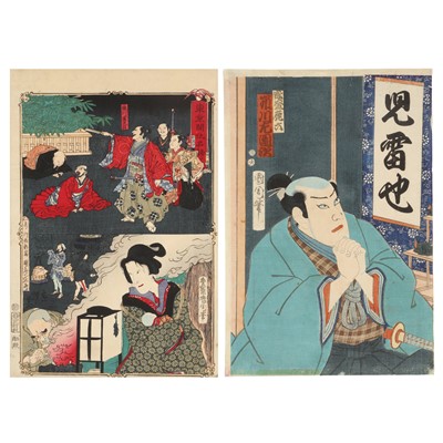 Lot 218 - Kawanabe Kyosai 河鍋 暁斎 (Japanese, 1831-1889) and Toyohara Kunichika 豊原 国周 (Japanese, 1835-1900)