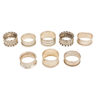 Lot 684 - A mixed group of sterling silver napkin rings