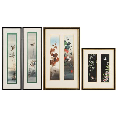 Lot 240 - Six Japanese 'flowers and birds' paintings, kacho ga, first half of the 20th century