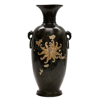 Lot 99 - A Japanese bronze 'chrysanthemum' vase, Meiji period