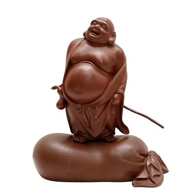 Lot 95 - A Japanese bronze okimono of Hotei, signed Wako/Kazumitsu, 20th century