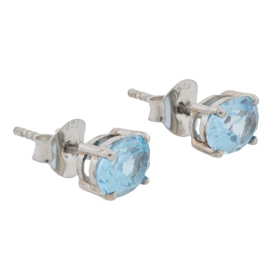 Lot 380 - A pair of blue topaz stud earrings