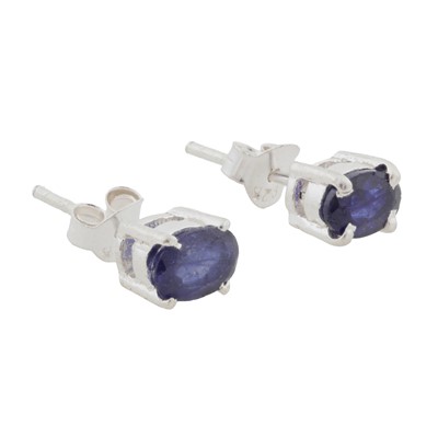 Lot 10 - A pair of sapphire stud earrings
