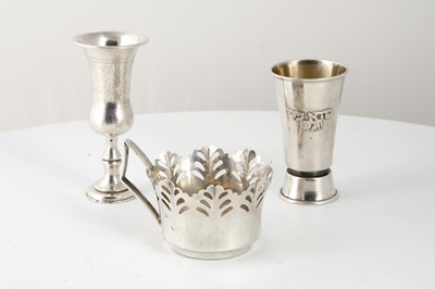 Lot 278 - Two Antique Sterling Silver kiddush cups of...