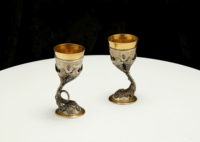 Lot 338a - A pair of Continental silver goblets, second...