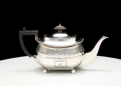 Lot 474 - A George III antique sterling silver teapot,...