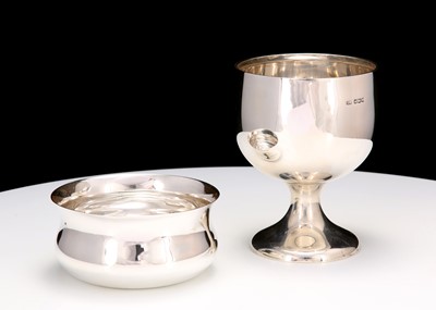 Lot 457 - A George V antique sterling silver goblet,...