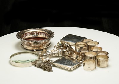 Lot 89 - A mixed group of antique sterling silver items,...