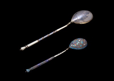 Lot 326 - Two late 19th century Russian silver spoons...