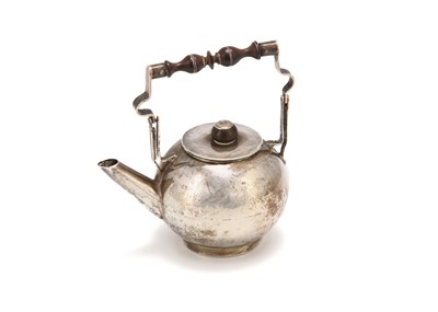 Lot 130 - A George I sterling silver miniature kettle,...