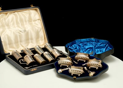 Lot 81 - A Victorian antique sterling silver salt set,...