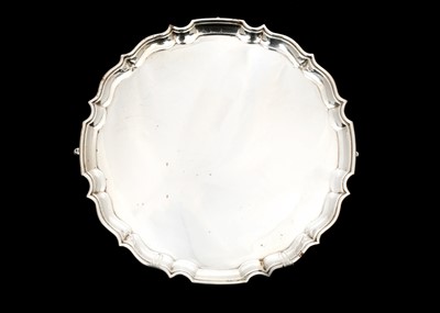 Lot 379 - A George V antique sterling silver salver,...