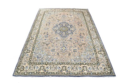 Lot 8 - A PART SILK QUM CARPET, CENTRAL PERSIA, LATE...