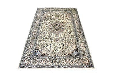 Lot 17 - A PART SILK NAIN CARPET, CENTRAL PERSIA, LATE...
