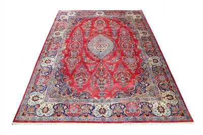 Lot 25 - A SIGNED MESHED CARPET, NORTH-EAST PERSIA,...