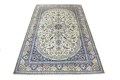 Lot 29 - A PART SILK NAIN CARPET, CENTRAL PERSIA,...
