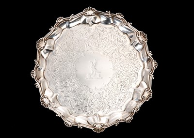 Lot 387 - A Victorian sterling silver waiter, London...