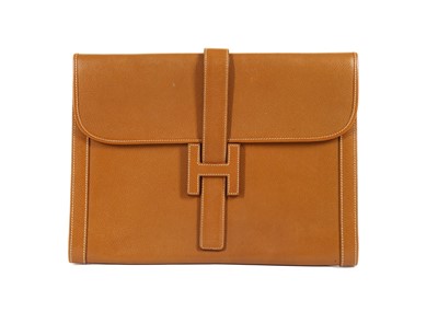 Lot 285 - Hermes tan Epsom leather Jige clutch GM, 1970s,...