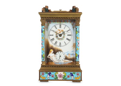 Lot 37 - A LARGE BRASS, CLOISONNE AND ENAMEL CARRIAGE...