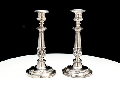 Lot 404 - A pair of William IV antique sterling silver...