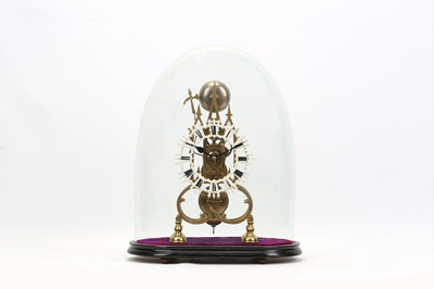 Lot 52a - A 19TH CENTURY BRASS SKELETON CLOCK MODELLED...