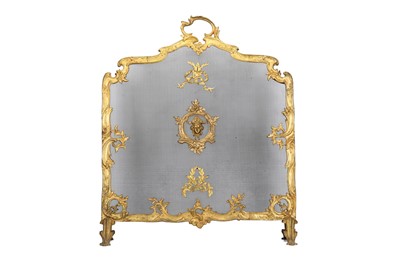 Lot 125 - A 19TH CENTURY FRENCH GILT BRONZE FIRESCREEN...